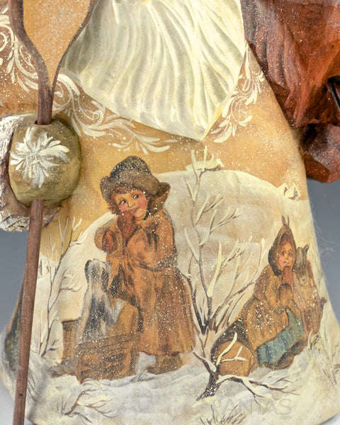 Bear Hugs Stout Scenic Carved Russian Santa