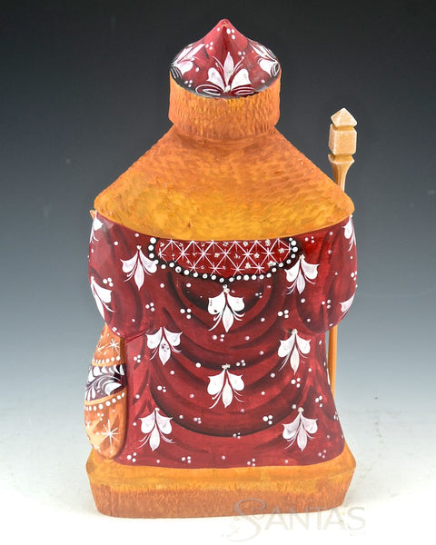 Christmas Morning Gifts Scenic Carved Russian Santa