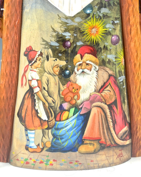 Christmas Morning Gifts Scenic Carved Russian Santa