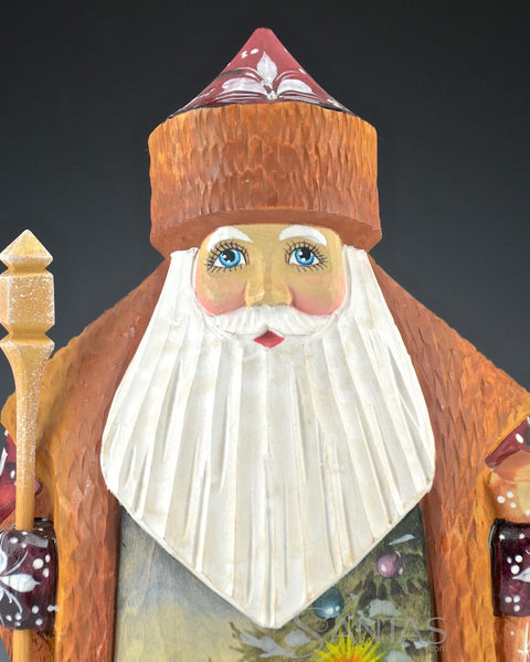 Christmas Morning Gifts Scenic Carved Russian Santa