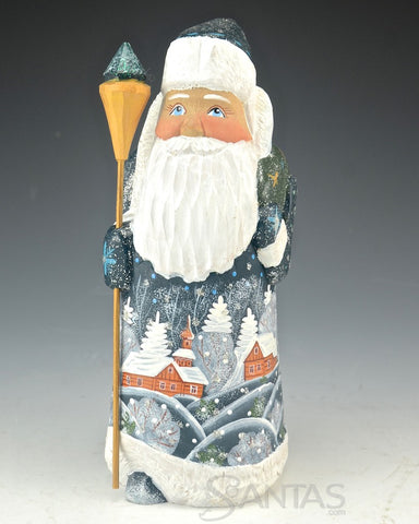 Scenic Frosted Hills Russian Santa Claus Carving