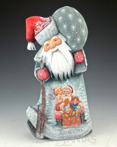 Detailed Russian Santa with Scenes Featuring Santa and the Snowmaiden
