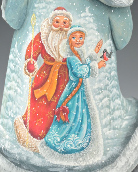 Detailed Russian Santa with Scenes Featuring Santa and the Snowmaiden