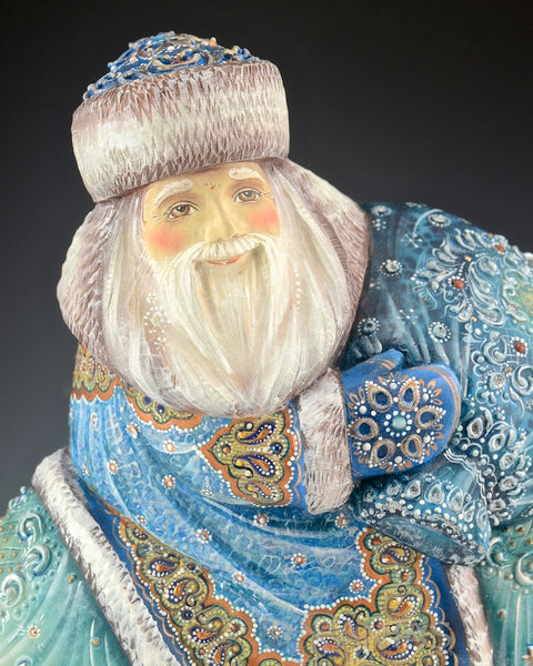 Beautiful Jeweled Russian Santa Riding a Polar Bear