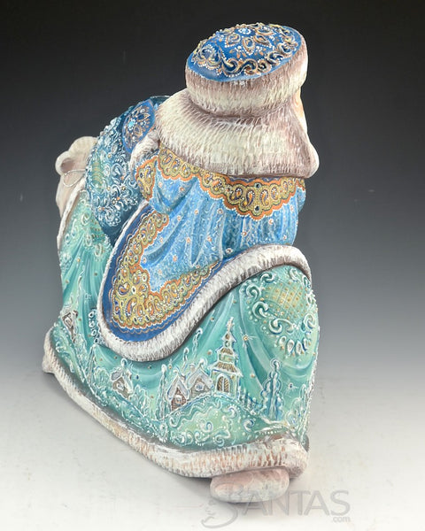Beautiful Jeweled Russian Santa Riding a Polar Bear