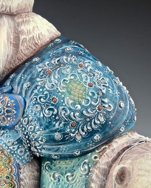 Beautiful Jeweled Russian Santa Riding a Polar Bear