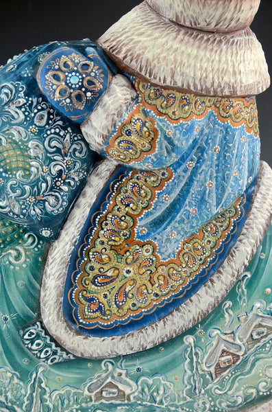 Beautiful Jeweled Russian Santa Riding a Polar Bear