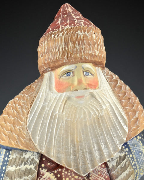 Scenic Russian Santa Carving with Snowbirds Scenes