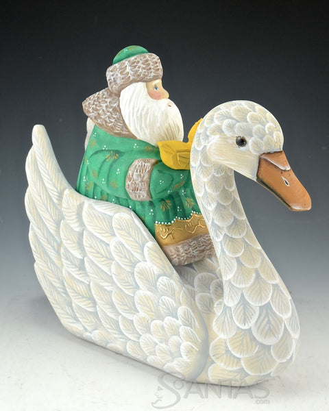 Russian Santa Carving and Christmas Swan Secret Box