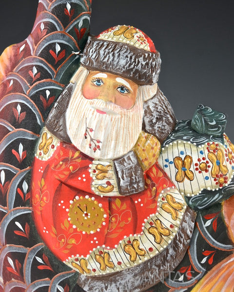 Santa and the Christmas Fish Hand Carved Russian Santa