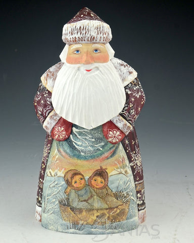Santa with Children Scene Russian Santa Claus Carving