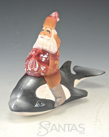 Russian Santa Claus Riding an Orca Whale