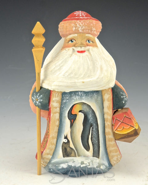 Russian Santa Claus with Penguin Scene on front