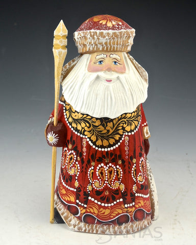 Royal Red and Gold Russian Santa Claus Carving