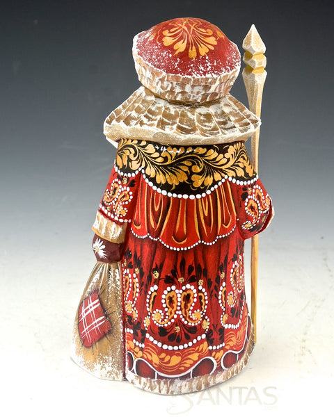 Royal Red and Gold Russian Santa Claus Carving