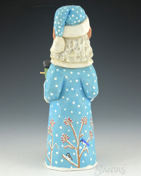 Blue Santa with Cardinal and Bird House Russell Scott