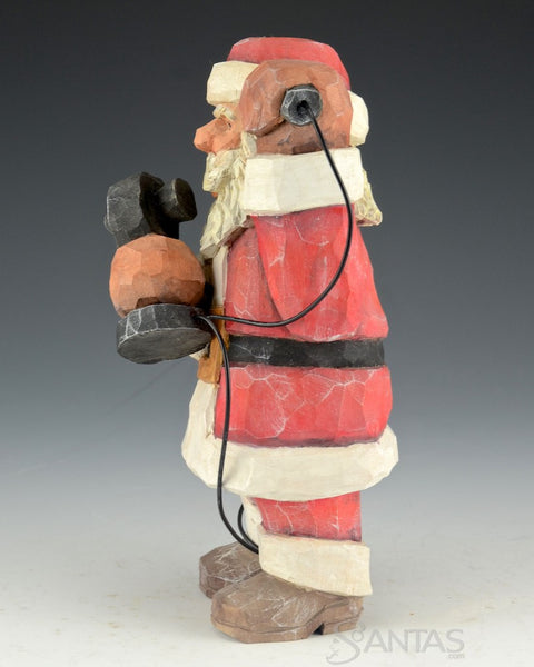 Carved Santa with Vintage Phone by Russell Scott