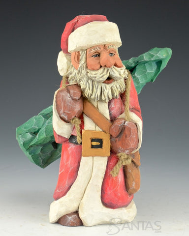 Santa Carrying Tree on His Back by Russell Scott