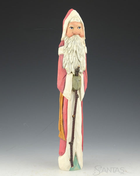 Russell Scott Tall Pencil Santa holding Walking Stick