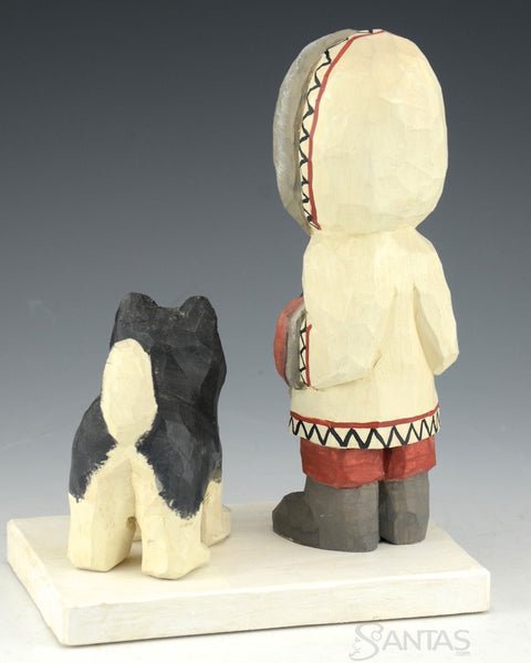 Russell Scott Arctic Santa with Husky Pup and Dog