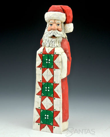 Russell Scott Santa with Quilt and Santa Hat