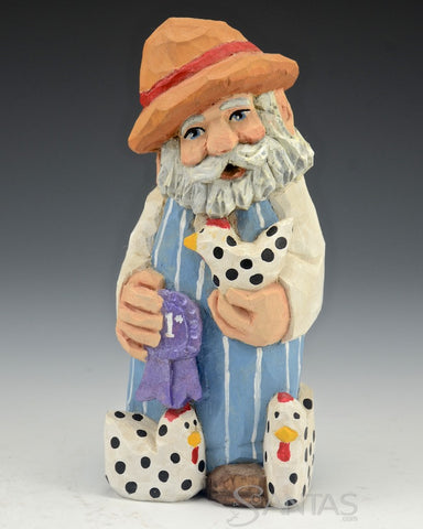 Russell Scott Santa Holding Chicken and Blue Ribbon