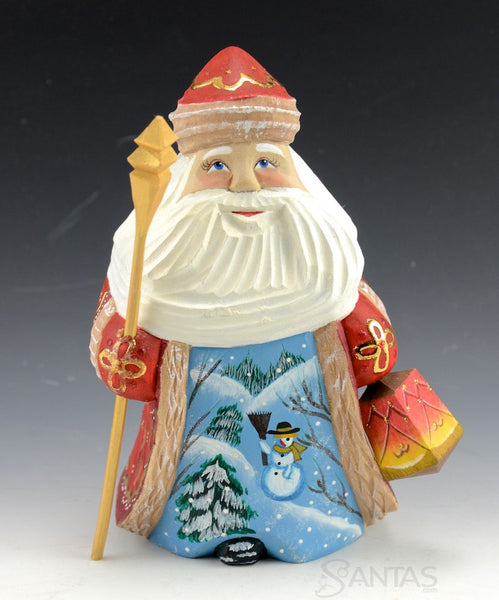 Winter Snowman Scene Russian Santa