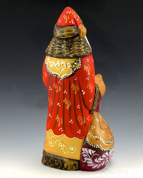 Red and Gold Santa with Toy Bag 6"