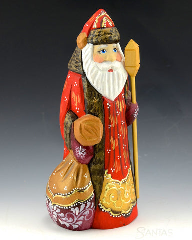 Red and Gold Santa with Toy Bag 6"