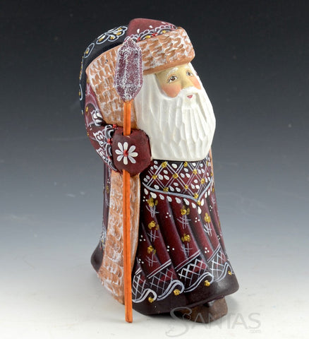 Burgundy and Blue Russian Santa Claus