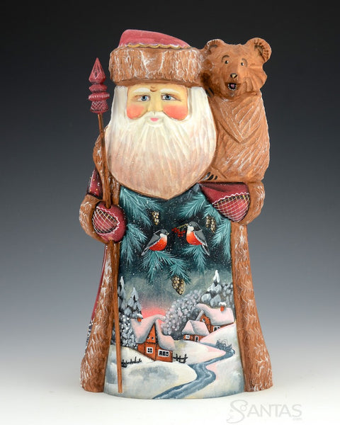Santa with Bear and Winter Landscape 11"