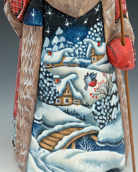 Tall Scenic Russian Santa with Winter Snow Scenes
