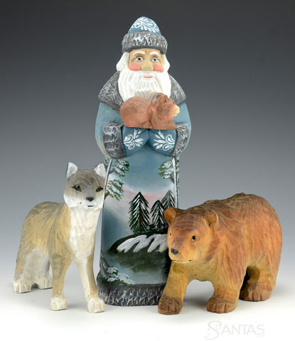 Alaska Santa with Wolf and Brown Bear
