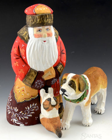 Santa and Dogs - Saint Bernard with Puppy