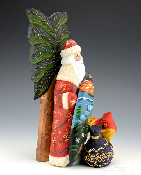 Santa in Tropical Paradise with Surf Board