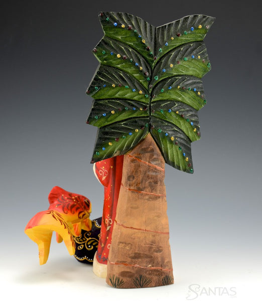 Santa in Tropical Paradise with Surf Board