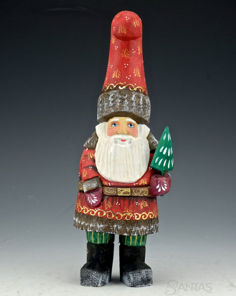 Tall Hat Russian Santa Claus with Tree