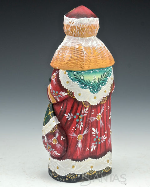 Green and Red Russian Santa with Tree Staff