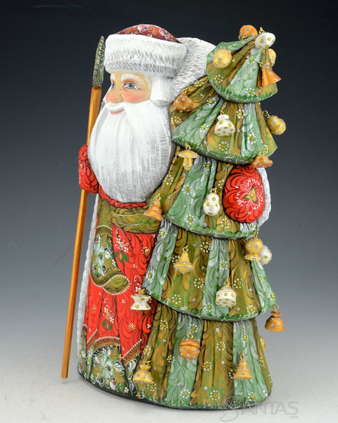Red and Green Floral Santa and Christmas Tree