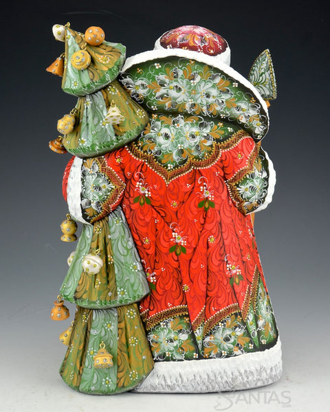Red and Green Floral Santa and Christmas Tree