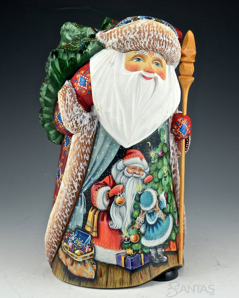 Trimming the Tree With Santa Scenic Russian Santa