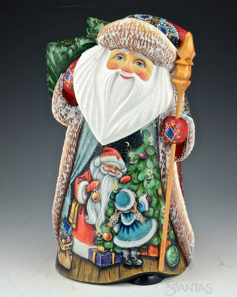 Trimming the Tree With Santa Scenic Russian Santa