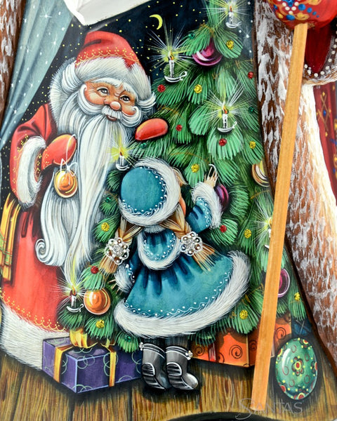 Trimming the Tree With Santa Scenic Russian Santa