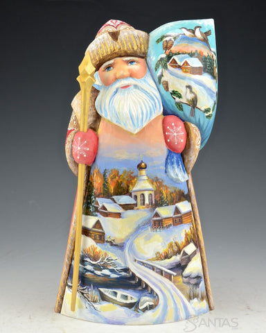 10 inch Russian Santa with Oil painted Scenes