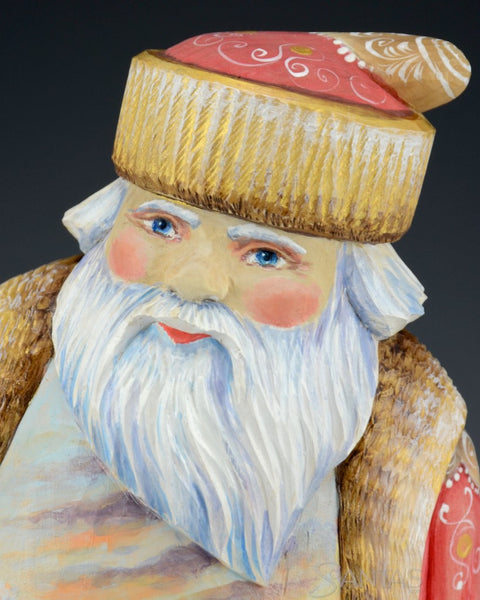 10 inch Russian Santa with Oil painted Twilight Scene