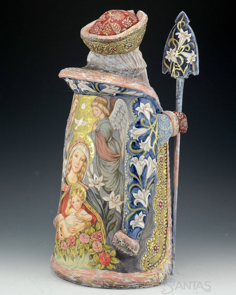 Russian Santa with Nativity Scene and Virgin Mary