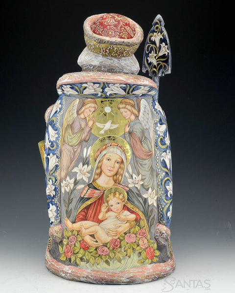 Russian Santa with Nativity Scene and Virgin Mary