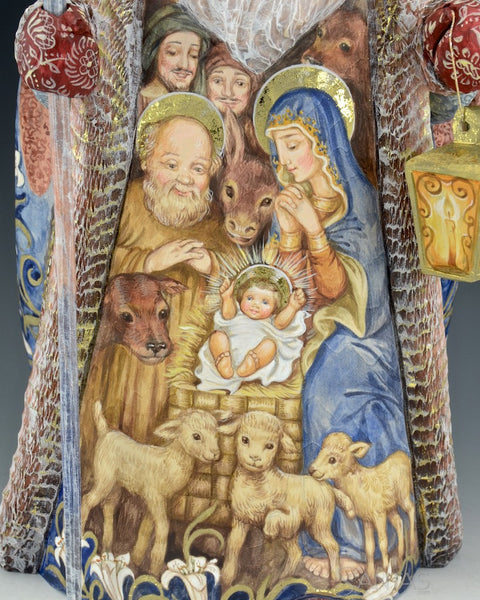 Russian Santa with Nativity Scene and Virgin Mary
