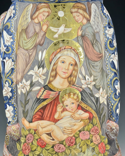 Russian Santa with Nativity Scene and Virgin Mary