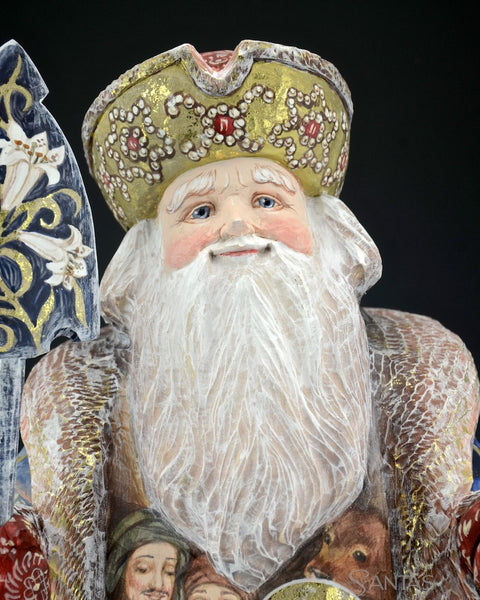 Russian Santa with Nativity Scene and Virgin Mary